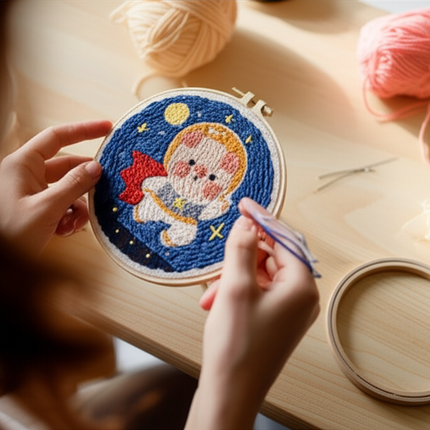 GATYZTORY punch embroidery needle set Cute astronaut crafts supplies adults punch needle package embroidery and creativity Knit - gallery 1