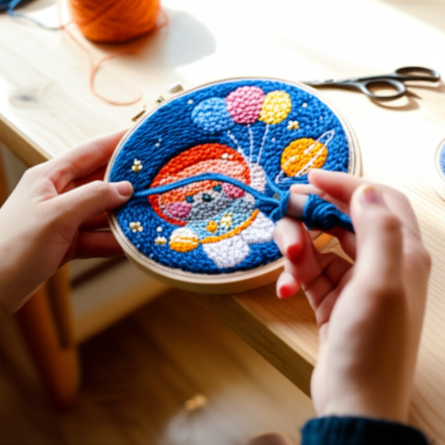 GATYZTORY punch embroidery needle set Cute astronaut crafts supplies adults punch needle package embroidery and creativity Knit - gallery 1