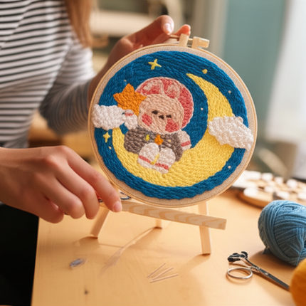 GATYZTORY punch embroidery needle set Cute astronaut crafts supplies adults punch needle package embroidery and creativity Knit - gallery 1