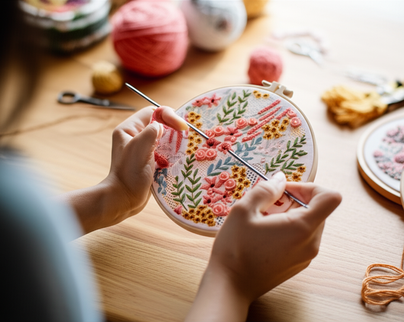 Embroidery Kit for Beginners and Embroidery Enthusiasts Includes Floral Landscape with Thread Needles DIY Stitching Art Needle - gallery 1