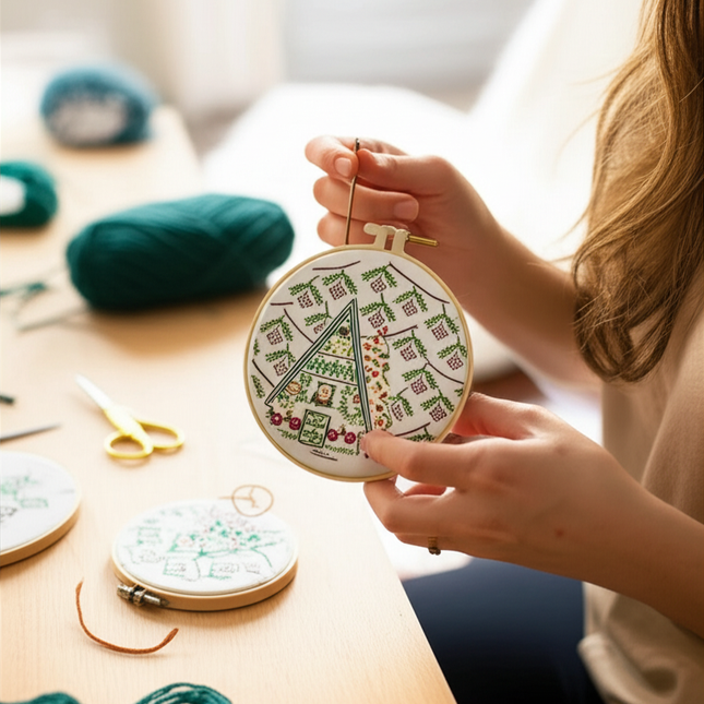 1pc DIY Embroidery Supplies Tree Bird Plant Flower Full Set Hoop Needle Arts And Craft Landscape Scenery Handmade Gift - gallery 1