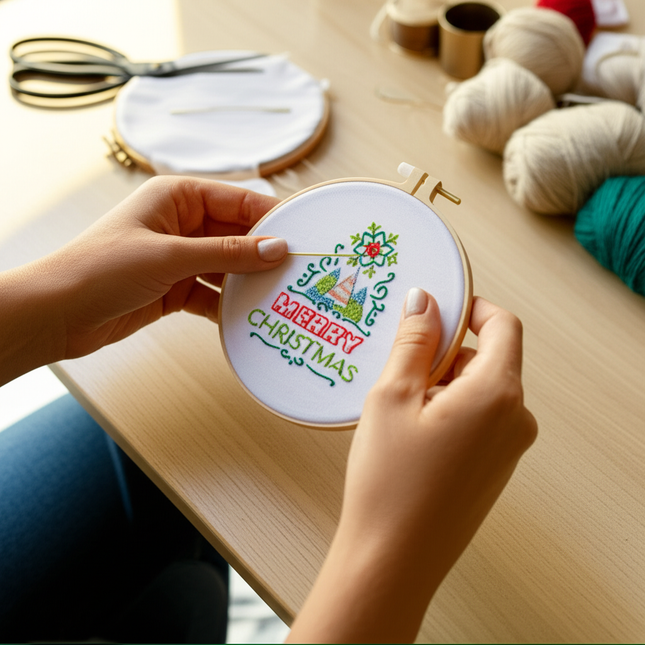 1pc DIY Embroidery Supplies Tree Bird Plant Flower Full Set Hoop Needle Arts And Craft Landscape Scenery Handmade Gift - gallery 1