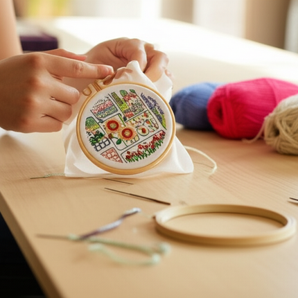 1pc DIY Embroidery Supplies Tree Bird Plant Flower Full Set Hoop Needle Arts And Craft Landscape Scenery Handmade Gift - gallery 1