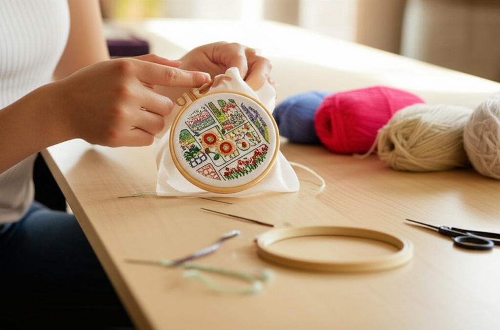 1pc DIY Embroidery Supplies Tree Bird Plant Flower Full Set Hoop Needle Arts And Craft Landscape Scenery Handmade Gift - gallery 1