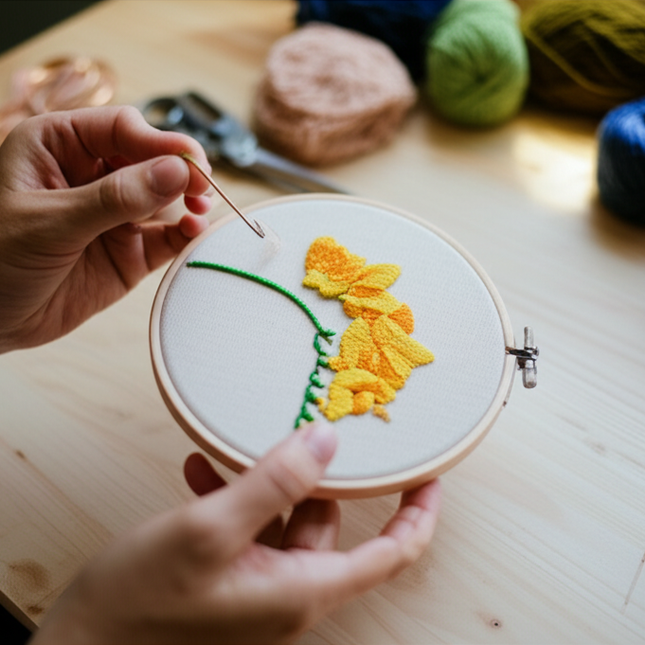 Flower Embroidery Kit for Beginners with Pattern and Instructions Cross Stitch Kits Threads and Needles - gallery 1