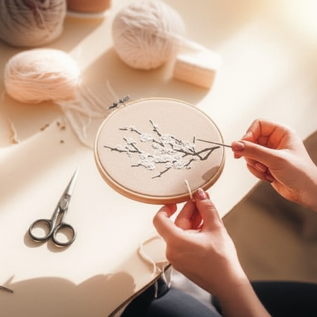 Flower Embroidery Kit for Beginners with Pattern and Instructions Cross Stitch Kits Threads and Needles - gallery 1