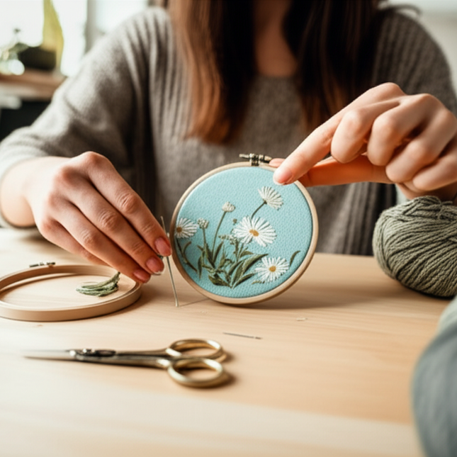 Flower Embroidery Kit for Beginners with Pattern and Instructions Cross Stitch Kits Threads and Needles - gallery 1