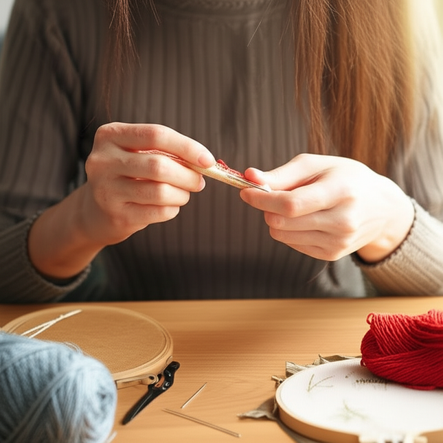 Simple Flower for Teenager Embroidery Kit with Thread, CN EN Instruction,Stamped Cloth,Needles DIY Gift for Student - gallery 1