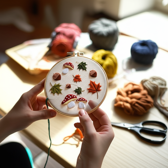 Simple Flower for Teenager Embroidery Kit with Thread, CN EN Instruction,Stamped Cloth,Needles DIY Gift for Student - gallery 1