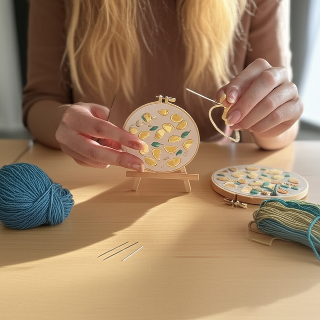 Simple Flower for Teenager Embroidery Kit with Thread, CN EN Instruction,Stamped Cloth,Needles DIY Gift for Student - gallery 1