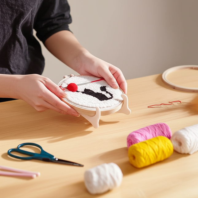 Cute Cat Punch Needle Starter Kits Soft Yarn Punch Needle Embroidery Kit Easy Embroidery Needlework Wool Work Home Decor - gallery 1