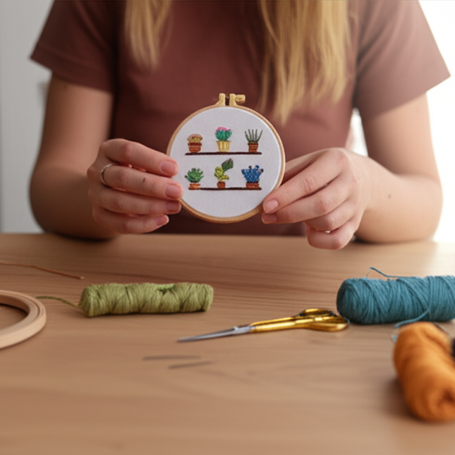 Simple Flower for Teenager Embroidery Kit with Thread, CN EN Instruction,Stamped Cloth,Needles DIY Gift for Student - gallery 1