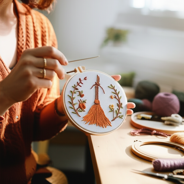 Christmas Gnome Halloween Embroidery Kit for DIY Cross Stitch Embroidery kit with Needle, Thread, Stamped Cloth - gallery 1