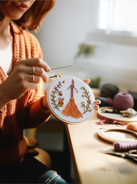 Christmas Gnome Halloween Embroidery Kit for DIY Cross Stitch Embroidery kit with Needle, Thread, Stamped Cloth - gallery 1