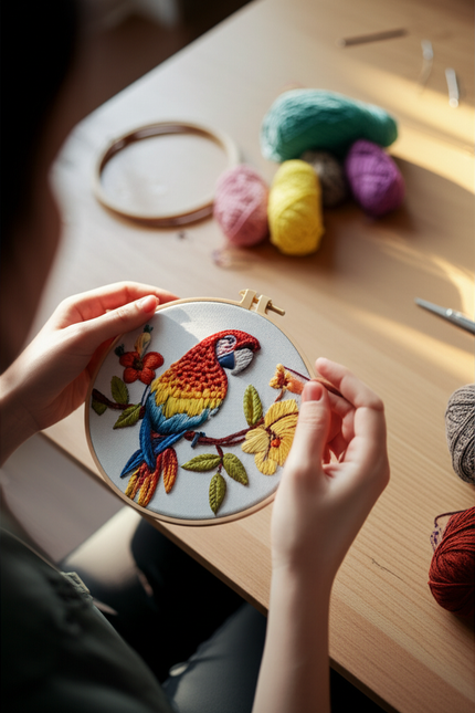 Cute Animal Handmade Embroidery Kit with Pattern Cotton Threads Needles Hoop Handmade Sewing Art Craft Kit for Mom Grandma - gallery 1