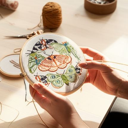 Cute Animal Handmade Embroidery Kit with Pattern Cotton Threads Needles Hoop Handmade Sewing Art Craft Kit for Mom Grandma - gallery 1