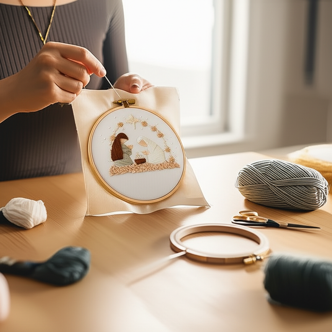 Christmas Cross Stitch Embroidery Kit Includes Embroidery Hoop Embroidery Cloth Threads DIY Embroidery Kit for Beginners Adults - gallery 1