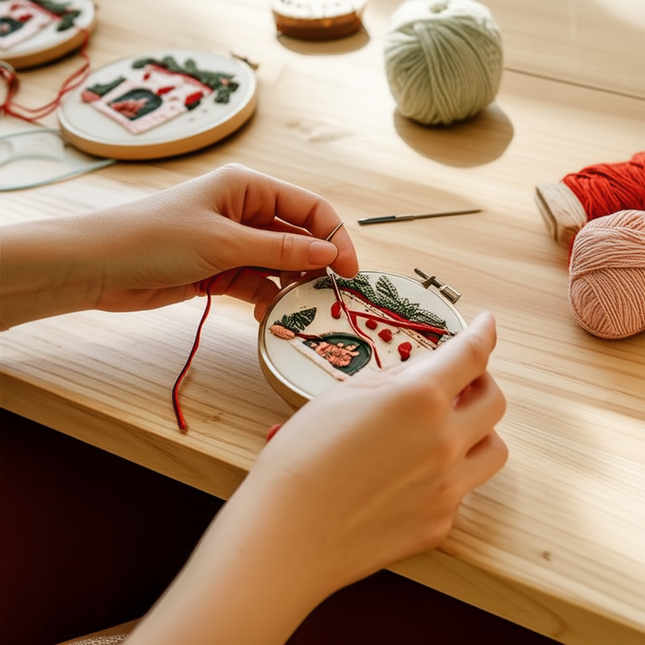 Christmas Cross Stitch Embroidery Kit Includes Embroidery Hoop Embroidery Cloth Threads DIY Embroidery Kit for Beginners Adults - gallery 1