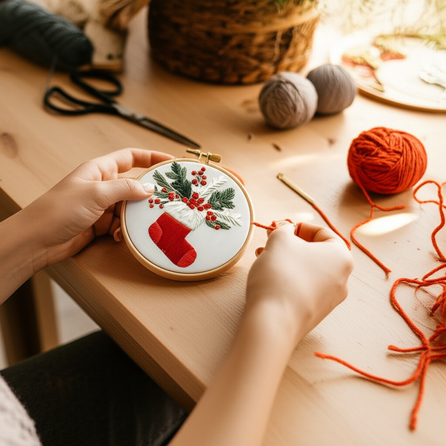 Christmas Cross Stitch Embroidery Kit Includes Embroidery Hoop Embroidery Cloth Threads DIY Embroidery Kit for Beginners Adults - gallery 1