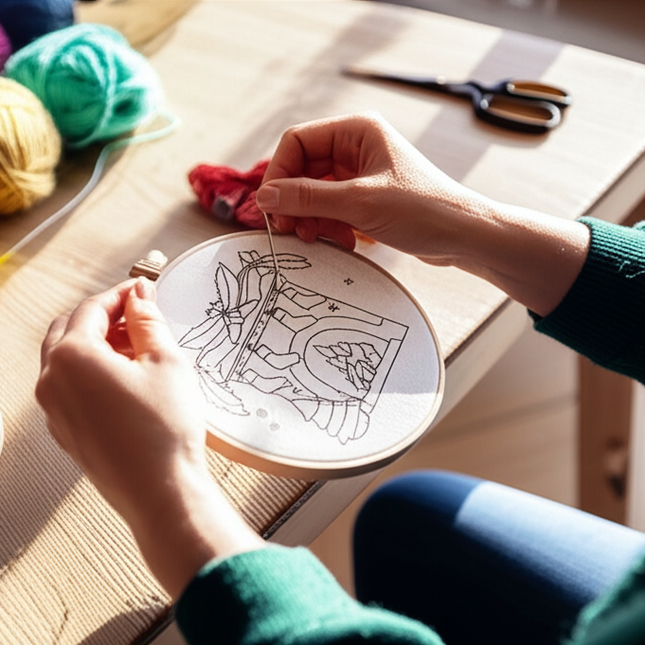 Christmas Embroidery Kit with Pattern and Instructions for Beginners with Embroidery Hoop Color Threads and Needles - gallery 1