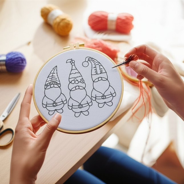 Christmas Embroidery Kit with Pattern and Instructions for Beginners with Embroidery Hoop Color Threads and Needles - gallery 1