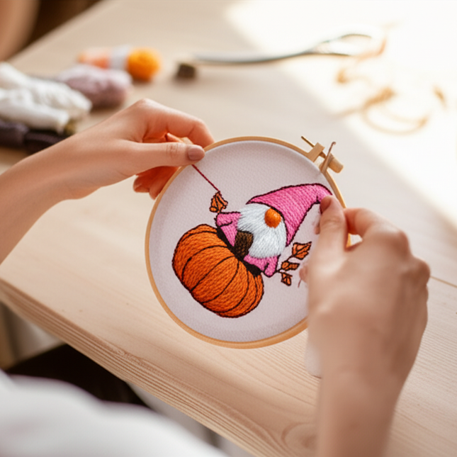 Halloween Stamped Cross Stitch Embroidery Kits with Hoop Cloth Color Thread - gallery 1