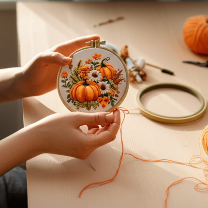 Halloween Stamped Cross Stitch Embroidery Kits with Hoop Cloth Color Thread - gallery 1