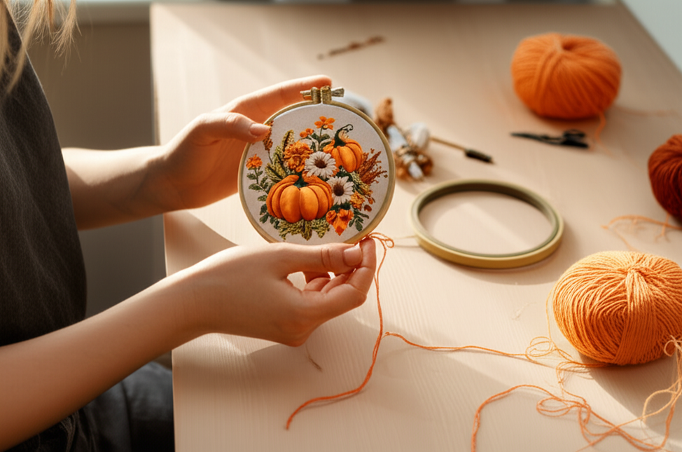 Halloween Stamped Cross Stitch Embroidery Kits with Hoop Cloth Color Thread - gallery 1