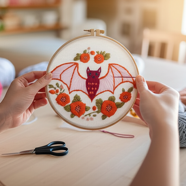 Halloween Stamped Cross Stitch Embroidery Kits with Hoop Cloth Color Thread - gallery 1