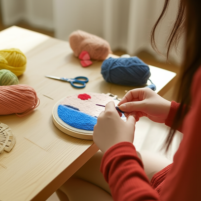 Landscape Pattern Punch Needle Embroidery Kit for Beginners Kids DIY Needlework Wool Work Decorative Paintings Home Decor - gallery 1