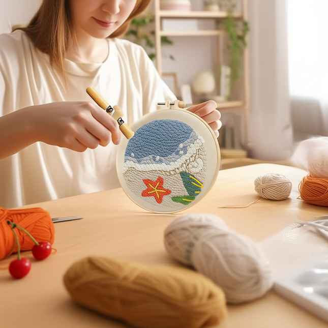 Landscape Pattern Punch Needle Embroidery Kit for Beginners Kids DIY Needlework Wool Work Decorative Paintings Home Decor - gallery 1