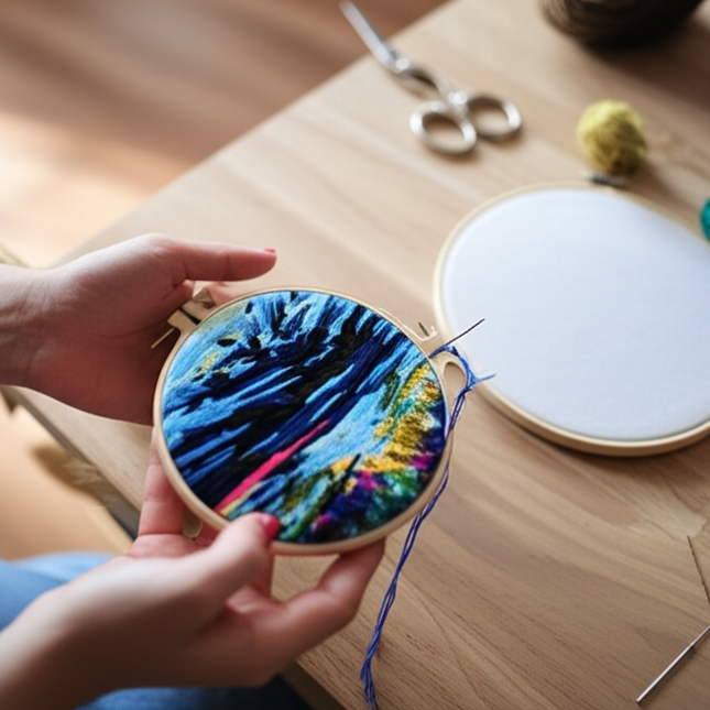 Flowers Stamped Cross Stitch Embroidery Kits with Hoop Cloth Color Thread - gallery 1