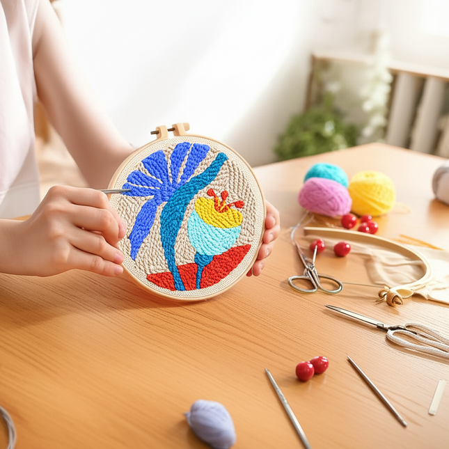 Landscape Pattern Punch Needle Embroidery Kit for Beginners Kids DIY Needlework Wool Work Decorative Paintings Home Decor - gallery 1
