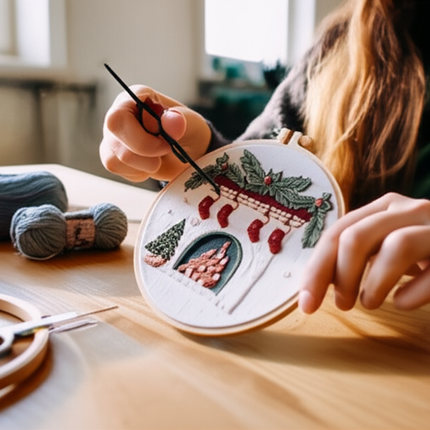 Merry Christmas Needlework Embroidery Kit with Pattern Cotton Threads Needles Hoop Handmade Sewing Art Craft Kit for Adults - gallery 1