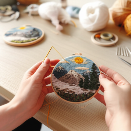 Merry Christmas Needlework Embroidery Kit with Pattern Cotton Threads Needles Hoop Handmade Sewing Art Craft Kit for Adults - gallery 1