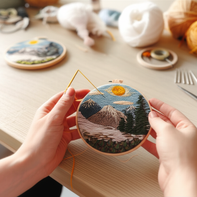 Merry Christmas Needlework Embroidery Kit with Pattern Cotton Threads Needles Hoop Handmade Sewing Art Craft Kit for Adults - gallery 1