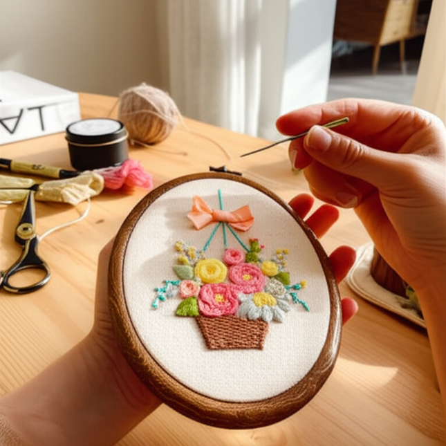 Handmade Embroidery DIY Material Kit Easy to Make Dream Rose Photo Frame Home Decoration Creative Gift - gallery 1