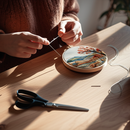 Embroidery Kit with Scenery Pattern Mountain and Moon Landscape for Skilled DIY Embroidery Adults Perfect Handmade Gift - gallery 1