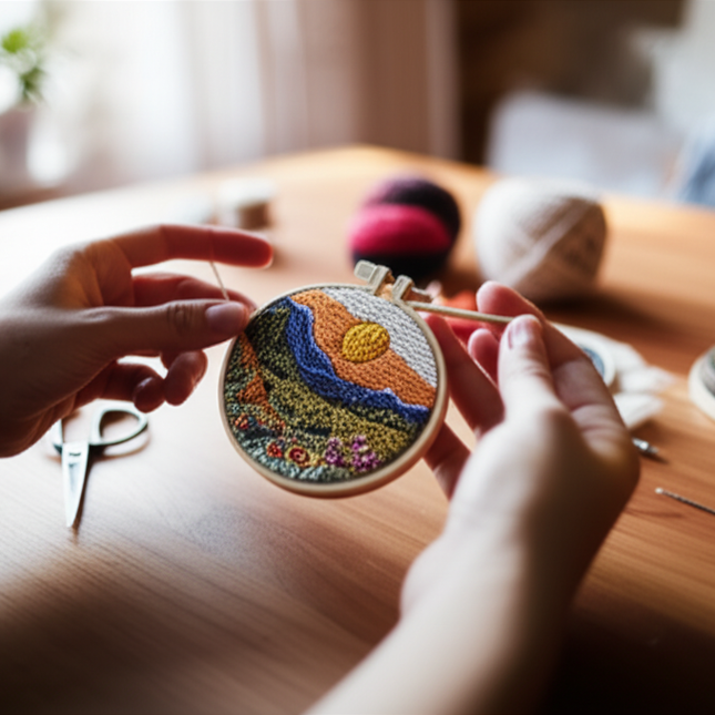 Embroidery Kit with Scenery Pattern Mountain and Moon Landscape for Skilled DIY Embroidery Adults Perfect Handmade Gift - gallery 1