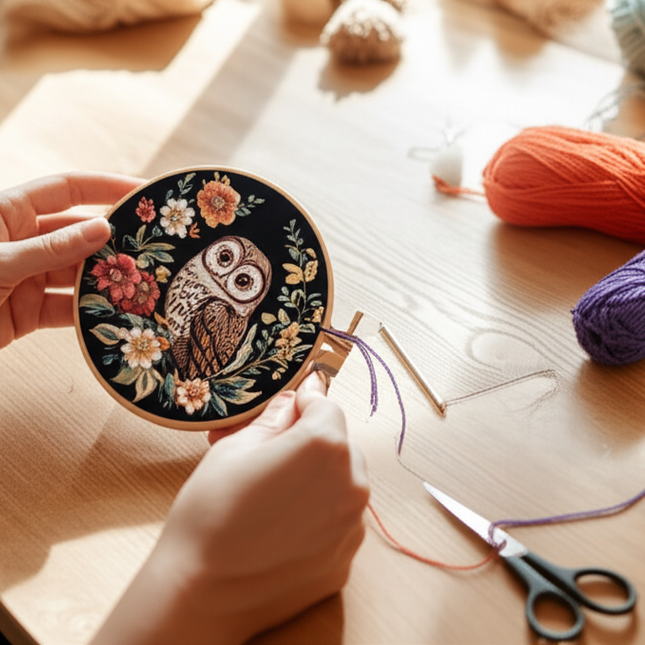 Owl Embroidery Kit for Adult Cross Stitch Kits for Hand with Animal Patterns and Instructions DIY with Threads and Needles - gallery 1