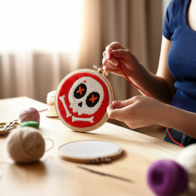 Embroidery Punch Needle Kit with Halloween Pattern DIY Cross Stitch Kits Magic Needle Embroidery Set For Needlework Hom Decor - gallery 1