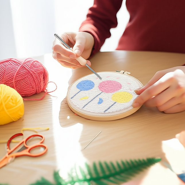 Landscape Pattern Punch Needle Embroidery Kit for Beginners Kids DIY Needlework Wool Work Decorative Paintings Home Decor - gallery 1
