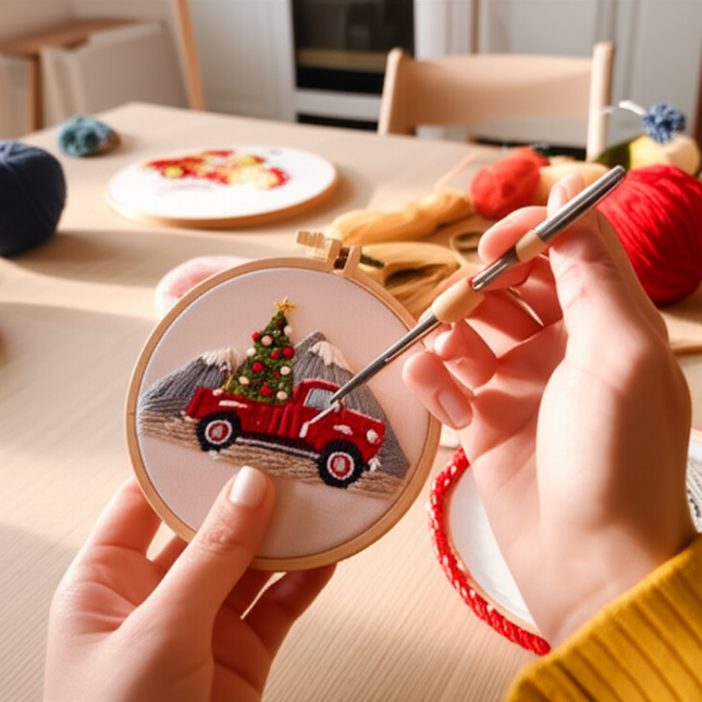 1 high-quality new Christmas series pattern DIY embroidery set material package. The set includes needles, threads, embroidery s - gallery 1