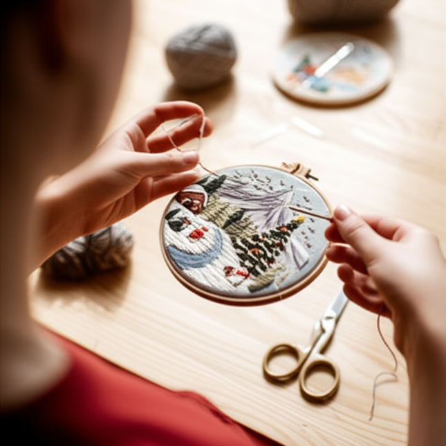 1 high-quality new Christmas series pattern DIY embroidery set material package. The set includes needles, threads, embroidery s - gallery 1