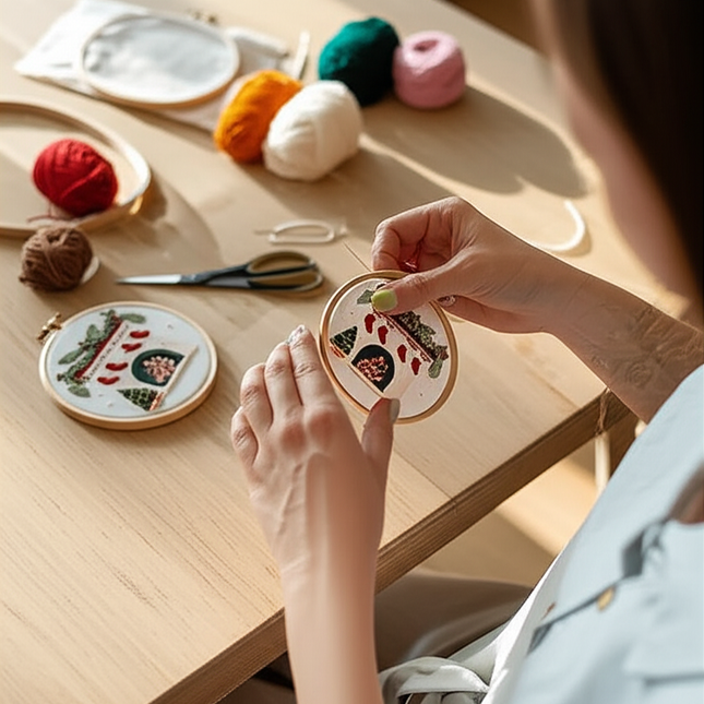 Christmas Cross Stitch Embroidery Kit Includes Embroidery Hoop Embroidery Cloth Threads DIY Embroidery Kit for Beginners Adults - gallery 1