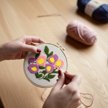 Punch Needle Embroidery Starter Kits for Kids and Adults Beginners Include Instructions Punch Needle Fabric with Floral Pattern - gallery 1