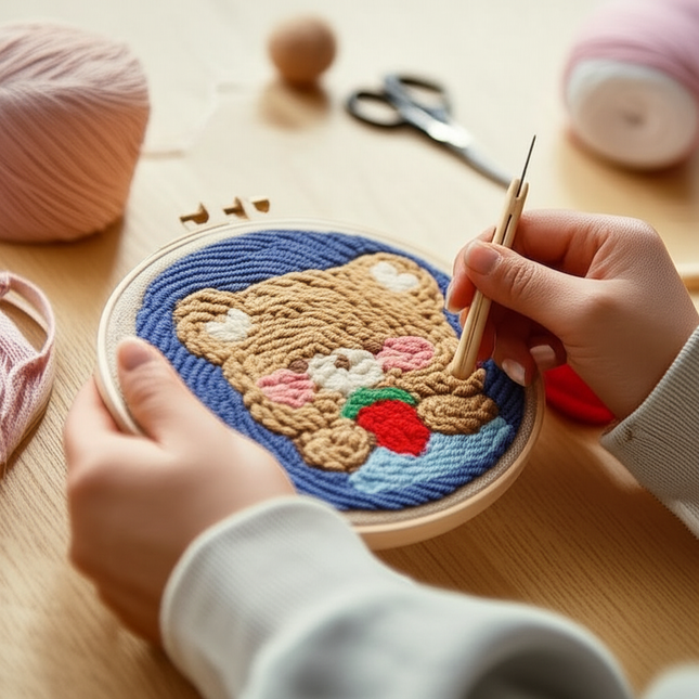 DIY Punch Needle Kits for Beginners Cute Animal with Hoop Embroidery Punch Needle Starter Craft Set Giraffe Festival Gift - gallery 1