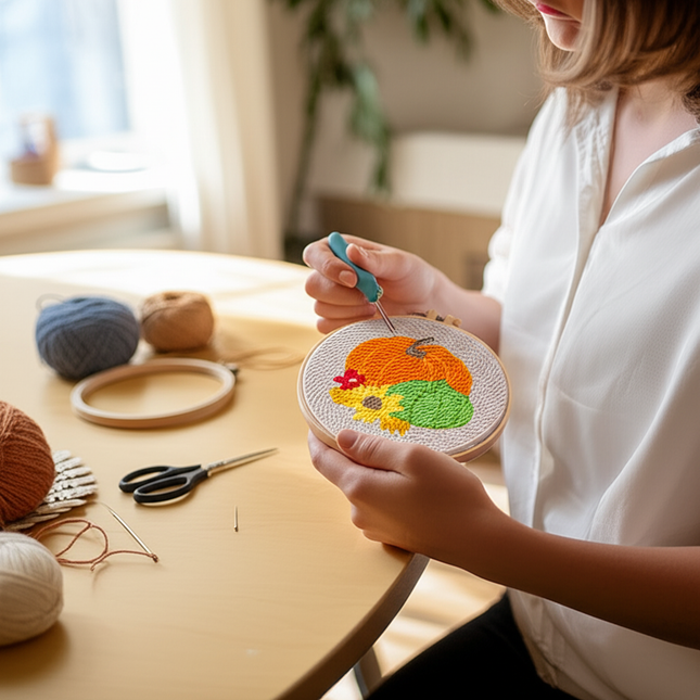 Landscape Pattern Punch Needle Embroidery Kit for Beginners Kids DIY Needlework Wool Work Decorative Paintings Home Decor - gallery 1