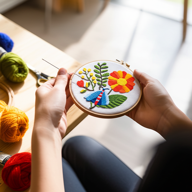Punch Needle Embroidery Starter Kits for Kids and Adults Beginners Include Instructions Punch Needle Fabric with Floral Pattern - gallery 1
