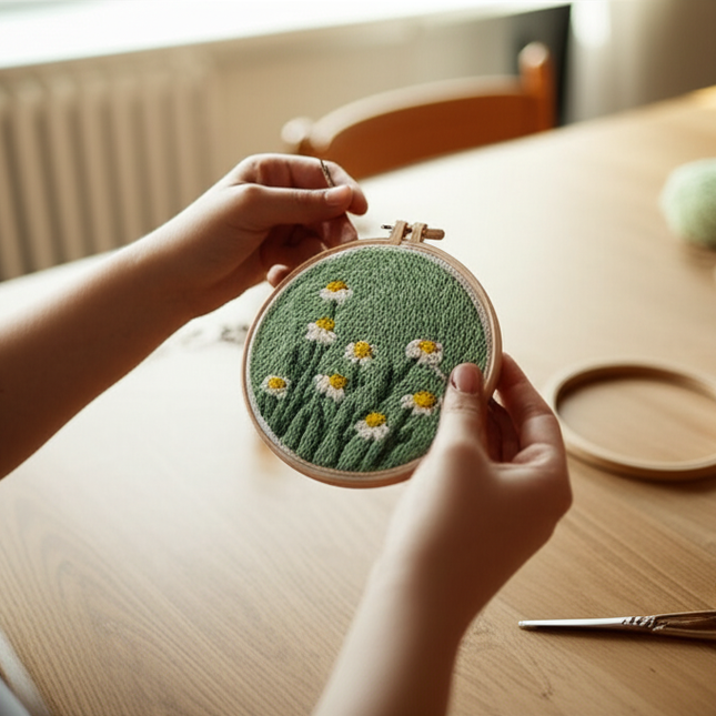 Punch Needle Embroidery Starter Kits for Kids and Adults Beginners Include Instructions Punch Needle Fabric with Floral Pattern - gallery 1